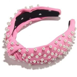 Lele Sadoughi Candy Pink Pearl Woven Headband